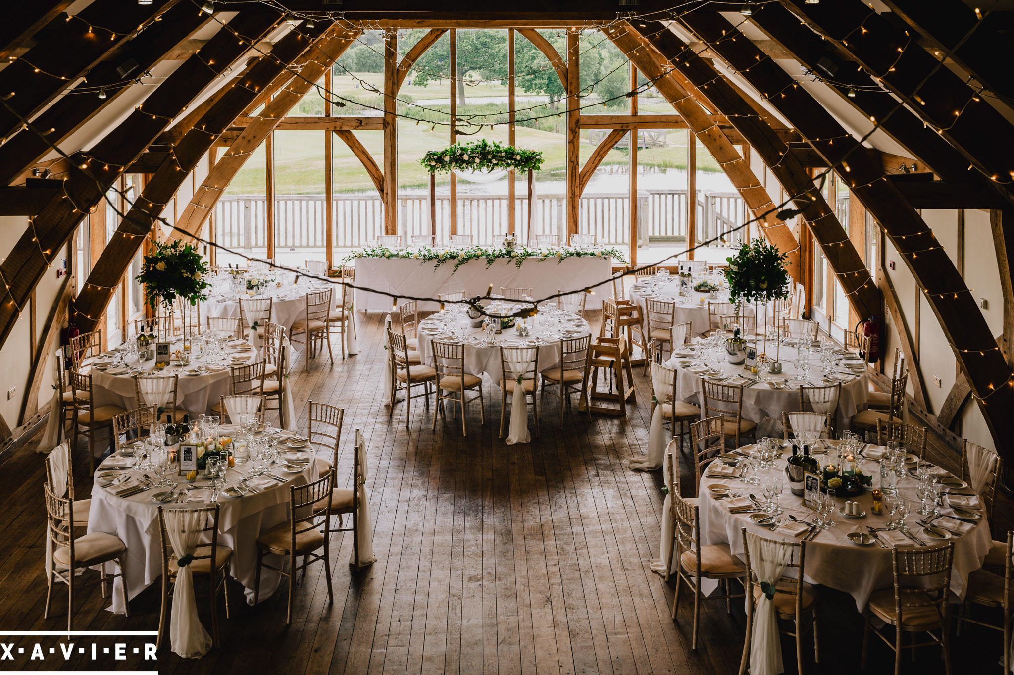 wedding breakfast set up in the grand hall