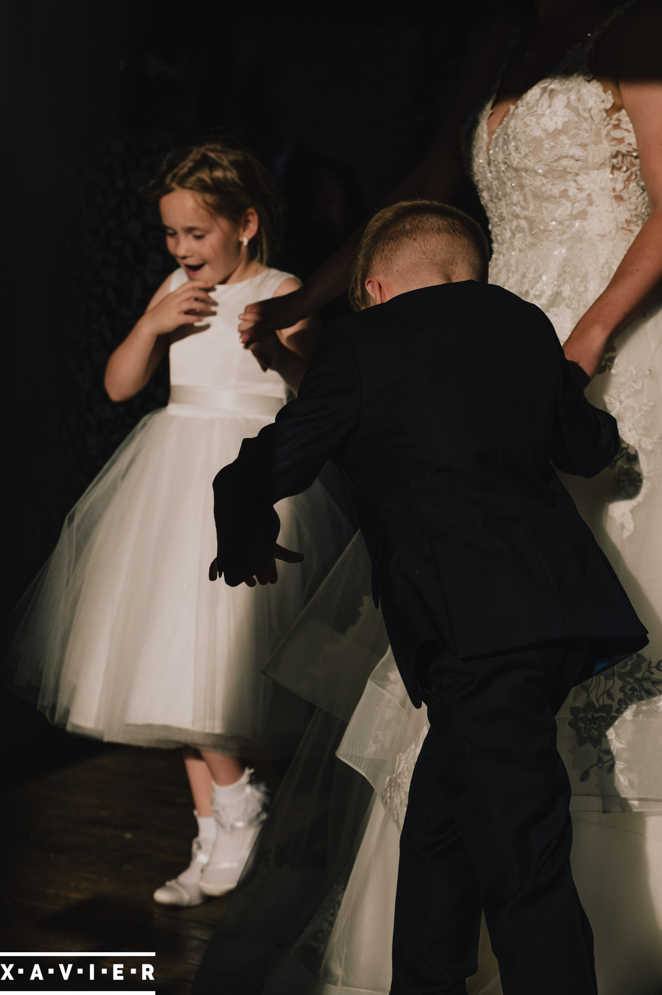 bride dances with her children