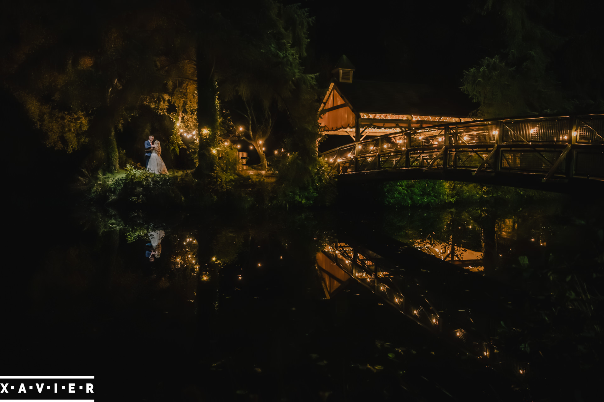 bride and groom on ceremony island