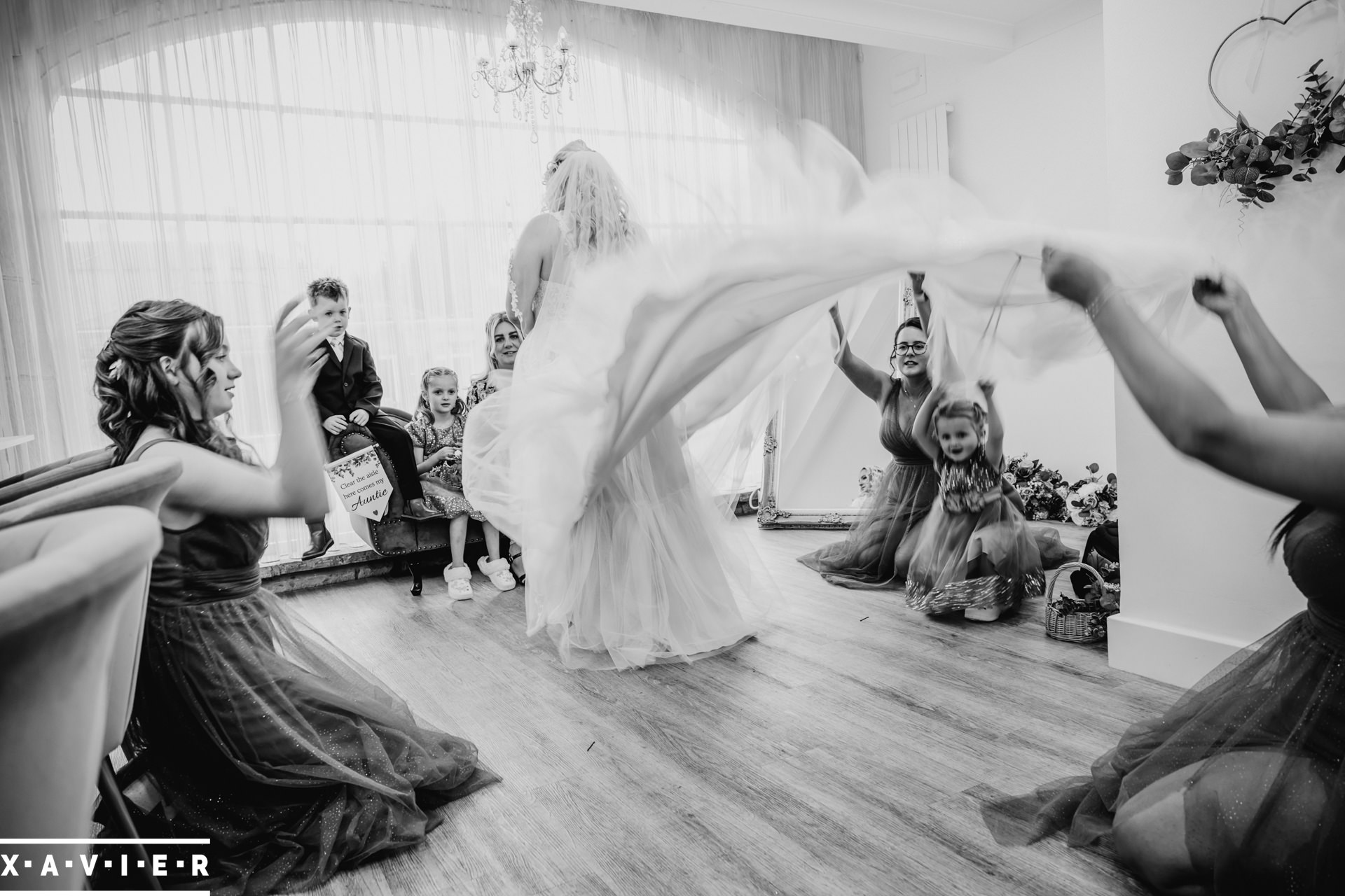 Bride and groom have their first kiss