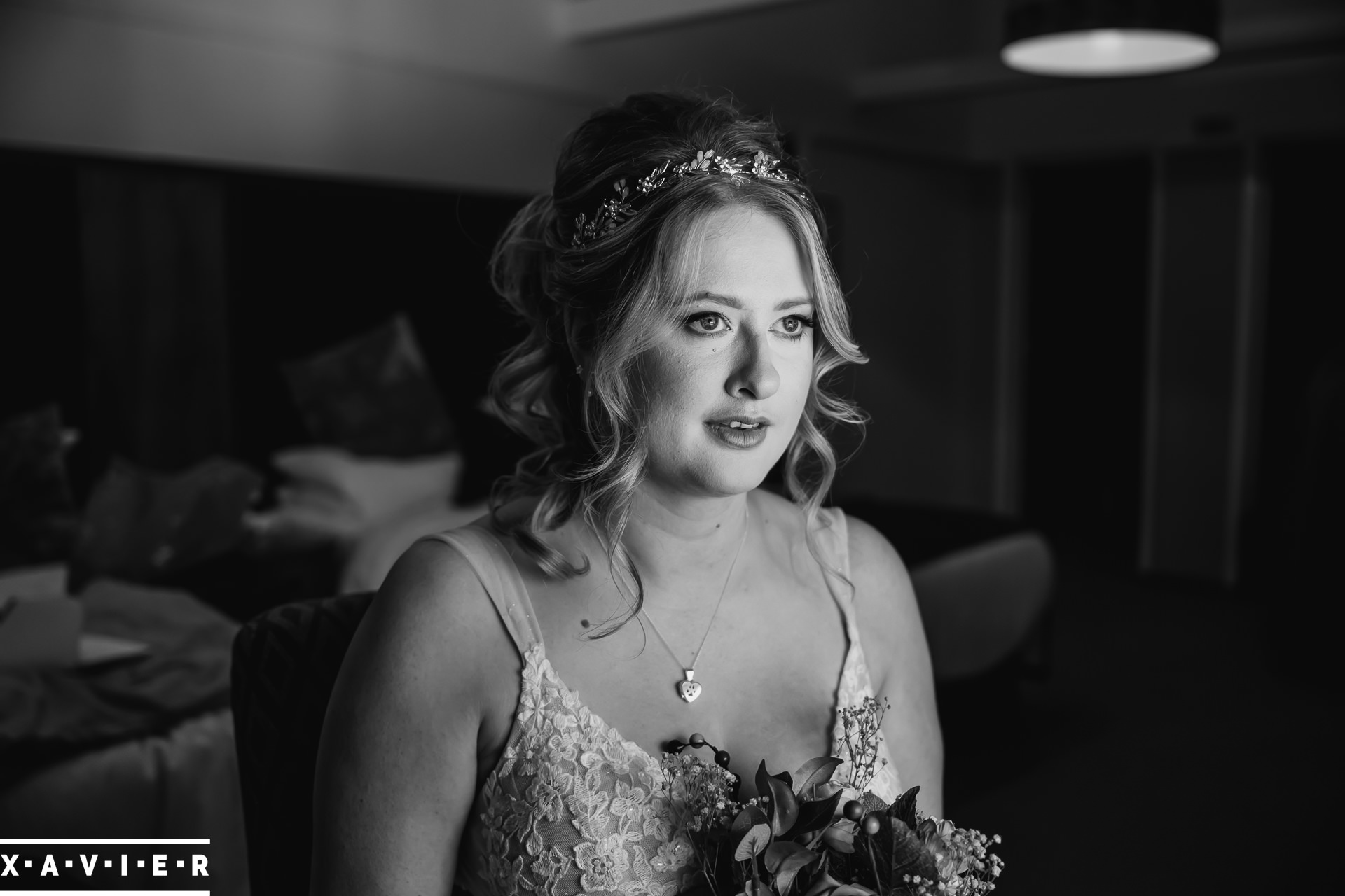 bride looking out of the window