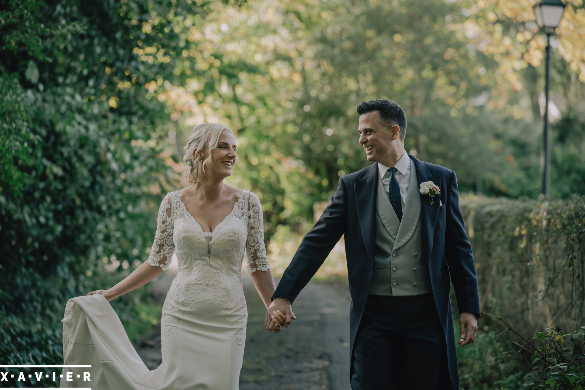 bride and groom walking