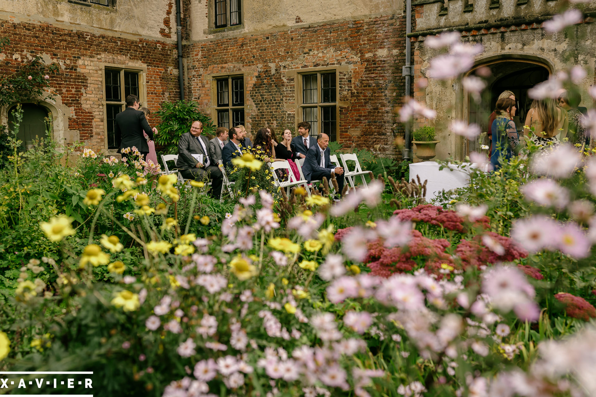 guests gather for the outdoor ceremony