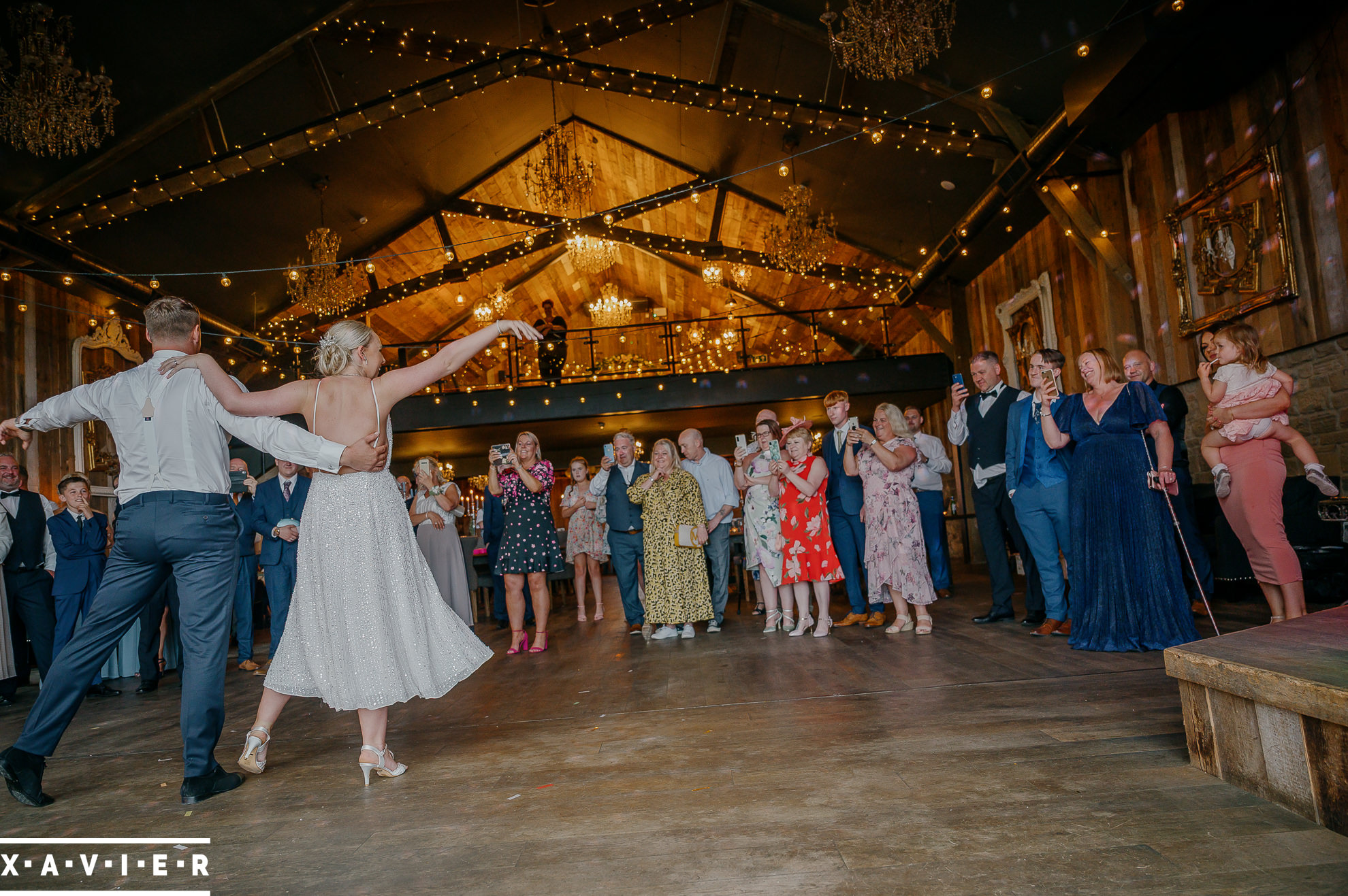 bride and groom performing first dance routine
