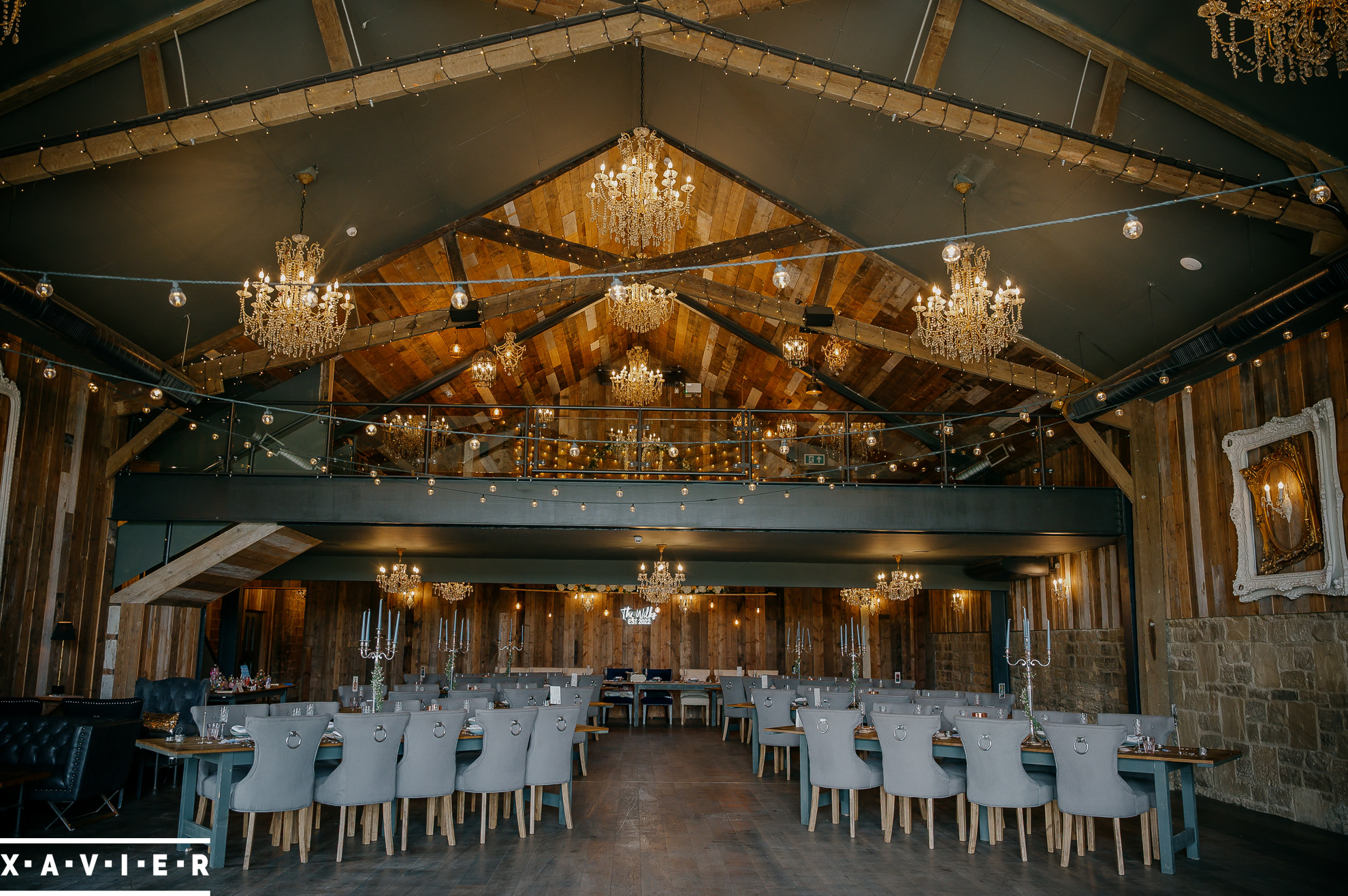 interior of whardale grange wedding barn