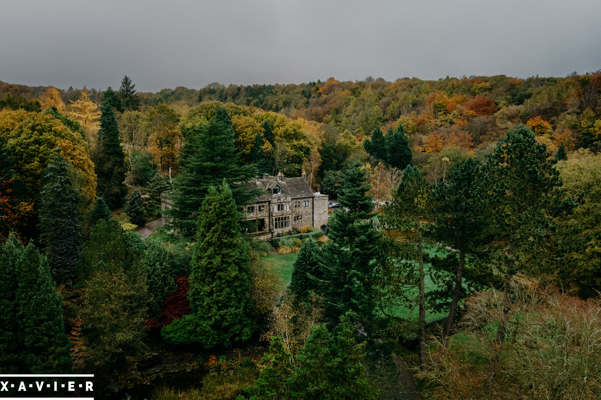 drone photo of whirlow brook hall
